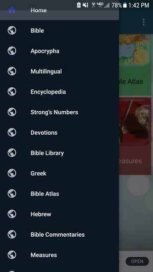 bible app menu commentaries