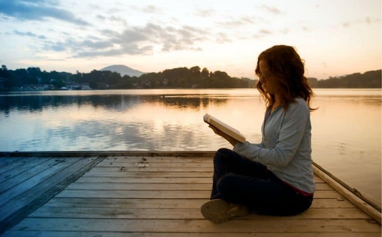 woman reading a Bible